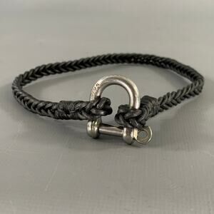 OUTLIER Black Braided Leather Metal Keychain